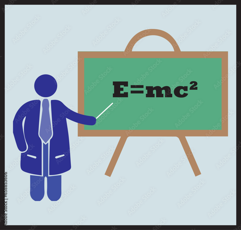 the formula for the Theory of Special Relativity on Blackboard Vector Image Illustration the formula for the Theory of Special Relativity on Blackboard Vector Image Illustration