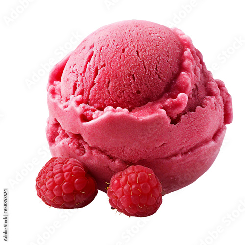 Raspberry sorbet, transparent background, isolated image, generative AI
