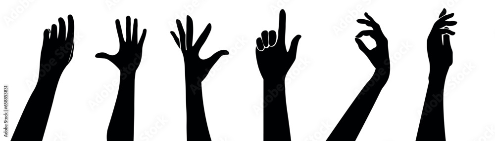 Set of gesturing human hands on white background Set of gesturing human hands on white background