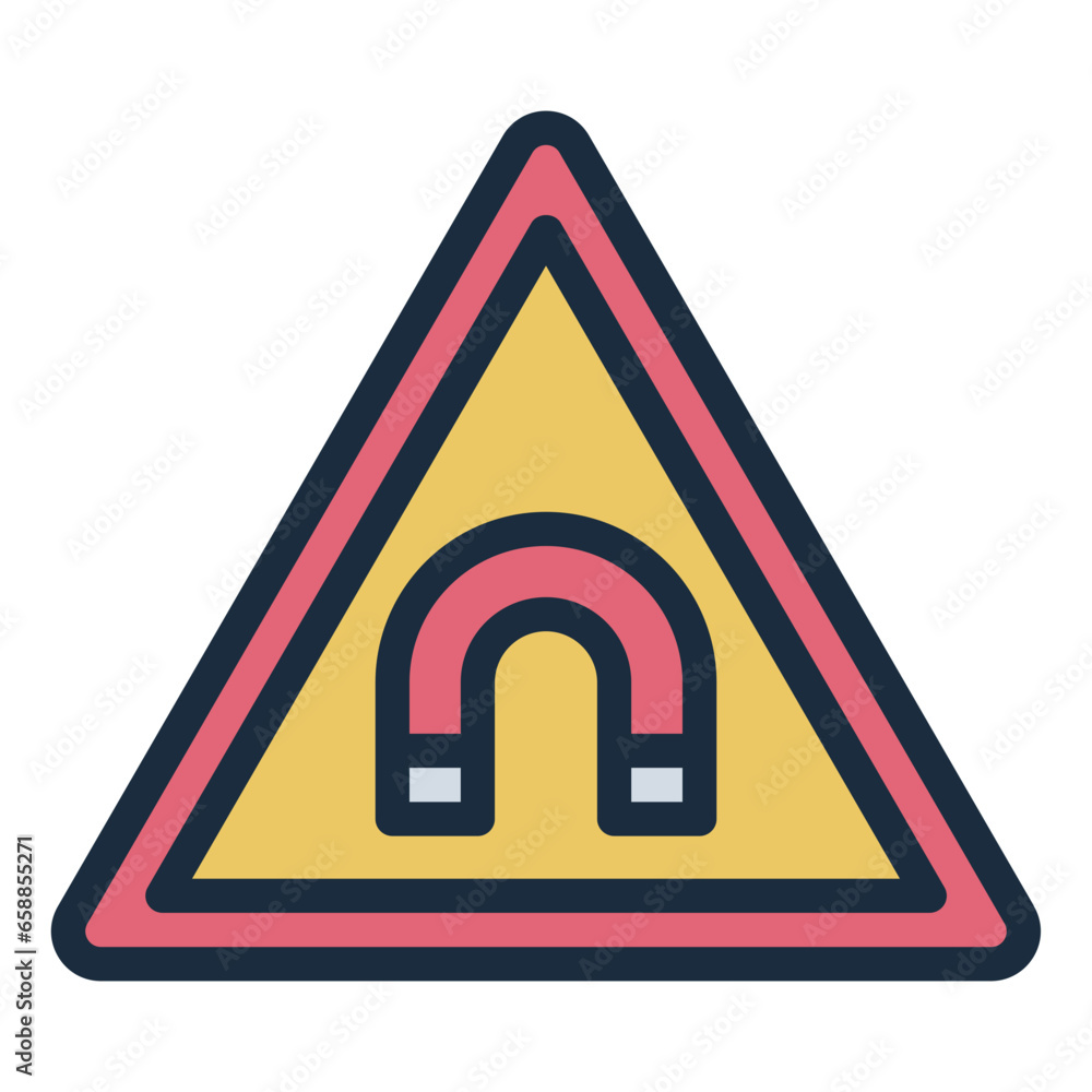 Warning of Magnetic Field filled line icon Warning of Magnetic Field filled line icon