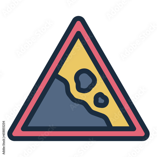 Warning Landslide filled line icon