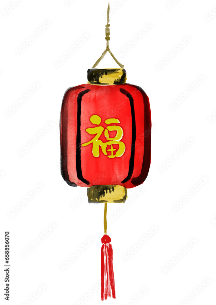 春節の福の文字の入った赤と金の艶やかな提灯 Stock Vector | Adobe Stock