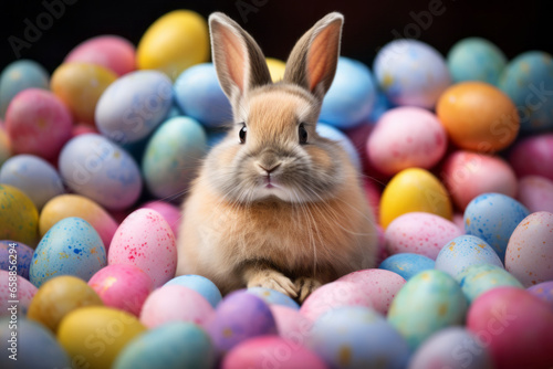 Little Bunny In room full of Easter Eggs - Easter Card © sderbane