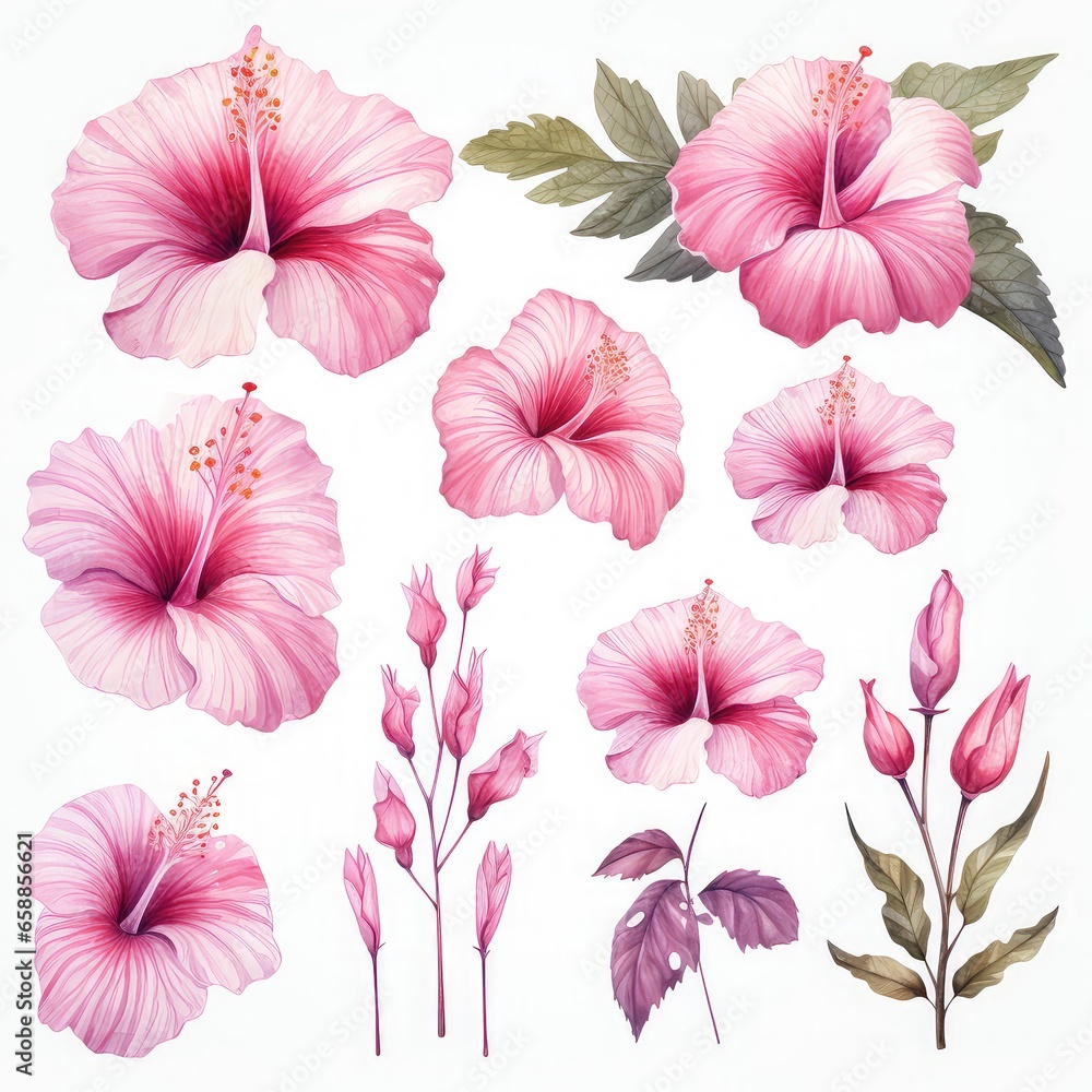 Watercolor of Hibiscus Flower Clipart Watercolor of Hibiscus Flower Clipart