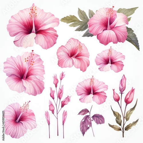 Watercolor of Hibiscus Flower Clipart