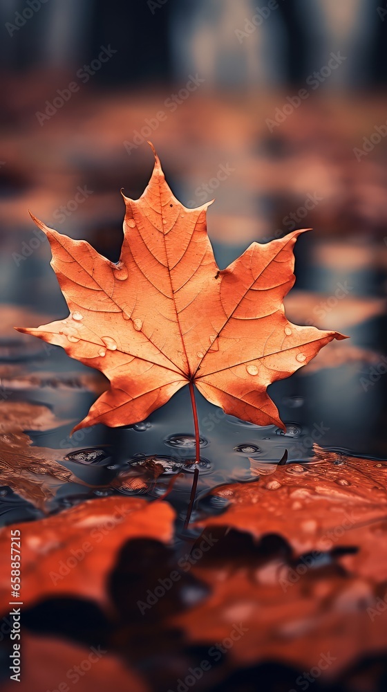 Autumn Scenery with Maple Leaves and Lake Autumn Scenery with Maple Leaves and Lake