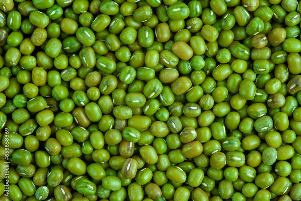 Close up edamame and green pea beans