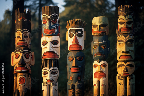 totem pole in vancouver country photo