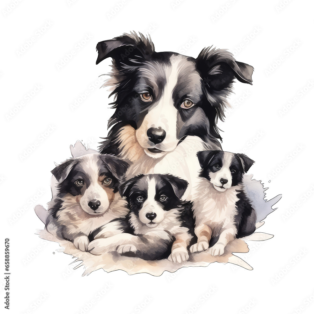 Mom border collie with puppies Mom border collie with puppies