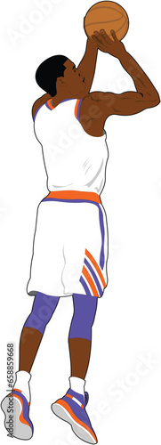 Basketball player taking a jump shot