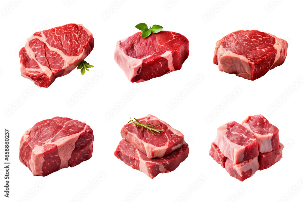 fresh raw beef steak collection isolated on a transparent background fresh raw beef steak collection isolated on a transparent background