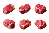 fresh raw beef steak collection isolated on a transparent background
