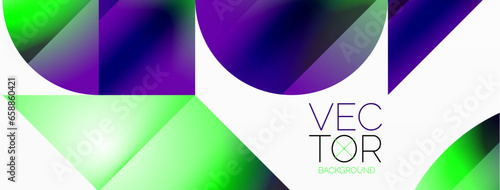 Serene gradient template. Circles and triangles mingle in minimalist perfection. Gentle fusion of forms and hues creates balanced yet captivating backdrop, embodying modern sophistication
