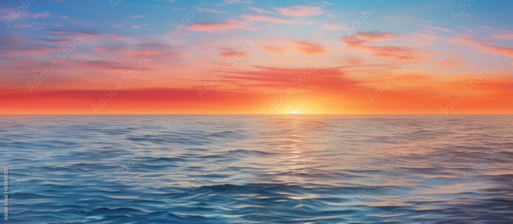 Colorful sunset over the North Sea With copyspace for text