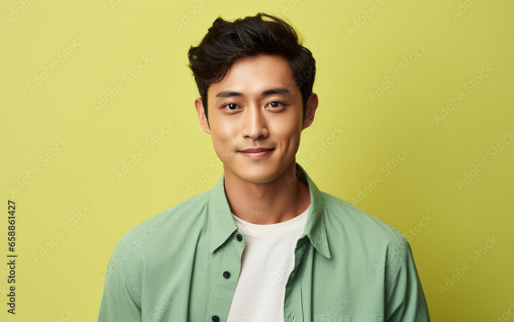 happy handsome fashion man smiling and wearing color cloth, solid light color background happy handsome fashion man smiling and wearing color cloth, solid light color background