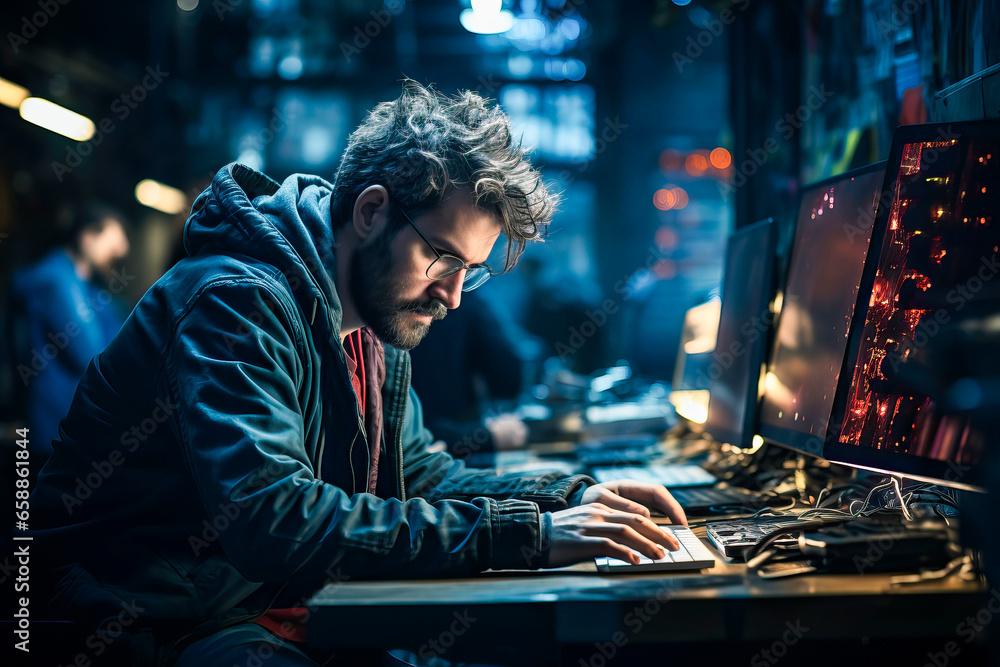 Coder working late at night Coder working late at night