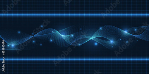 Vector illustrations of wave wireframe structure.Artificial intelligence and big data technology concepts.Digital communication innovation and technology concepts.