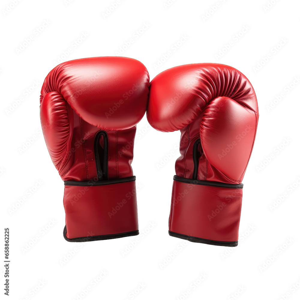 Red boxing gloves isolated on transparent background