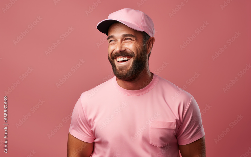 happy deliveryman employee smiling in a solid light background, wearing Bright solid light cloth happy deliveryman employee smiling in a solid light background, wearing Bright solid light cloth