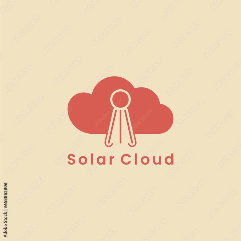 Cloud logo with solar energy. Suitable for use for technology, information and science purposes. Cloud logo with solar energy. Suitable for use for technology, information and science purposes.