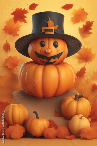 Thanksgiving scene with pumpkins Autumn background with copy space. Banner © Luci