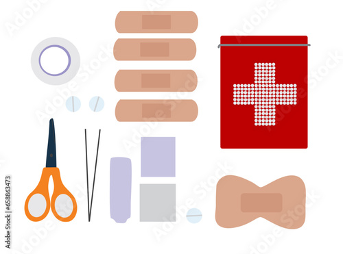 set of medical kit icons