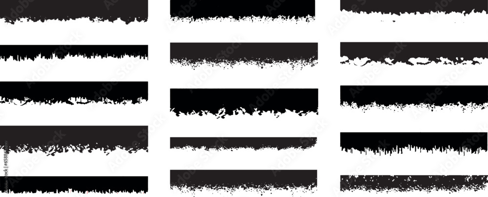 Obraz premium Big collection of black paint ink brush strokes. Grunge brush, hand drawn black paint brushes design. damaged, paint, old, concrete and other style 