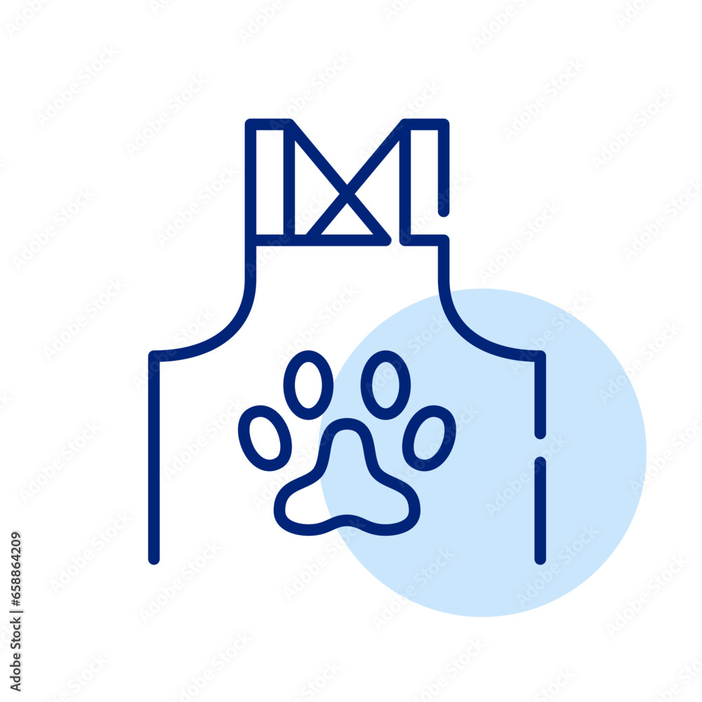 Obraz premium Pet grooming professional. Apron with paw symbol. Pixel perfect, editable stroke icon