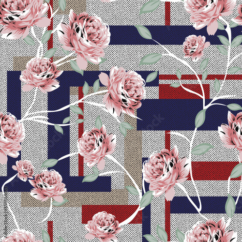 seamless allover flower design pattern on background
