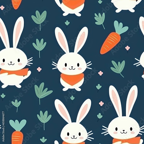 rabbit seamless pattern background © Little