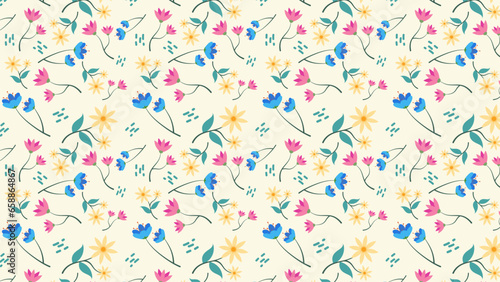 colorful flower seamless pattern decorative background illustration