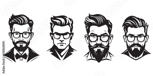 Set of elegant gentleman silhouettes