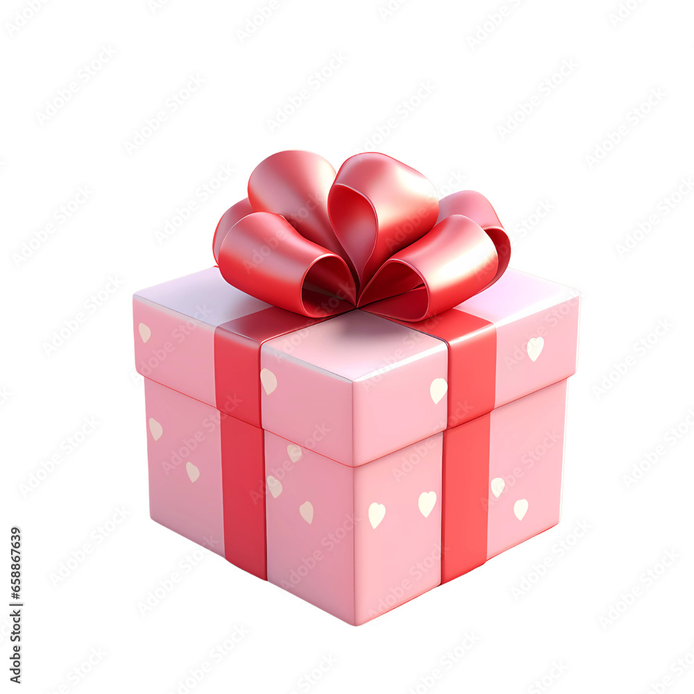 Obraz premium Gift box pink isolated transparent, generative ai