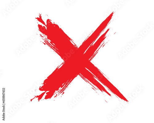 red cross mark brush, hand drawn red sticker