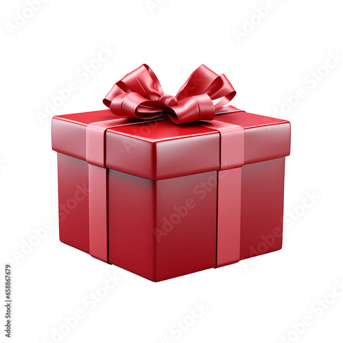 Gift box red isolated transparent, generative ai