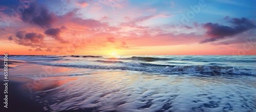 Indian Ocean seascape featuring Folly Beach sunset With copyspace for text © 2rogan
