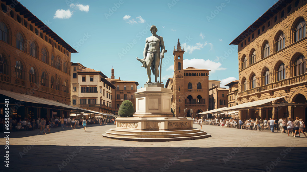  Piazza della Signoria with the statue of David by Michelangelo