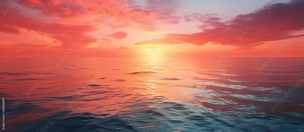 Stunning sunrise scenery with vibrant sky and glistening water With copyspace for text