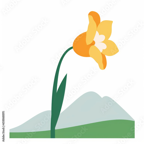 Cheerful Daffodil Cartoon Illustration - Vibrant Spring Flower