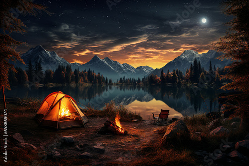 tent at sunset