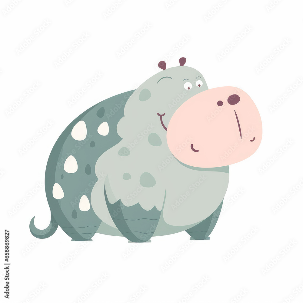Fototapeta premium Hippopotamus Cartoon Illustration - Playful Jungle Artistry