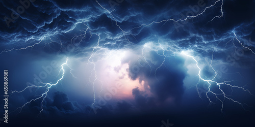 Blue Electric Lightning Sparks Abstract Background