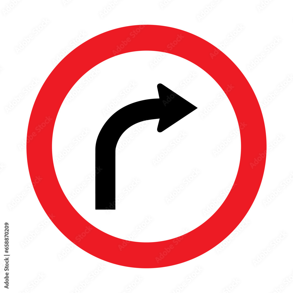 Turn right arrow vector icon sign on white background Turn right arrow vector icon sign on white background