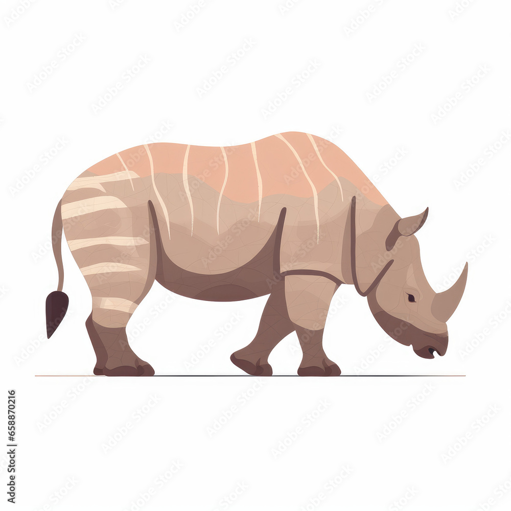Fototapeta premium Rhinoceros Cartoon Illustration - Playful and Captivating Wildlife Artwork