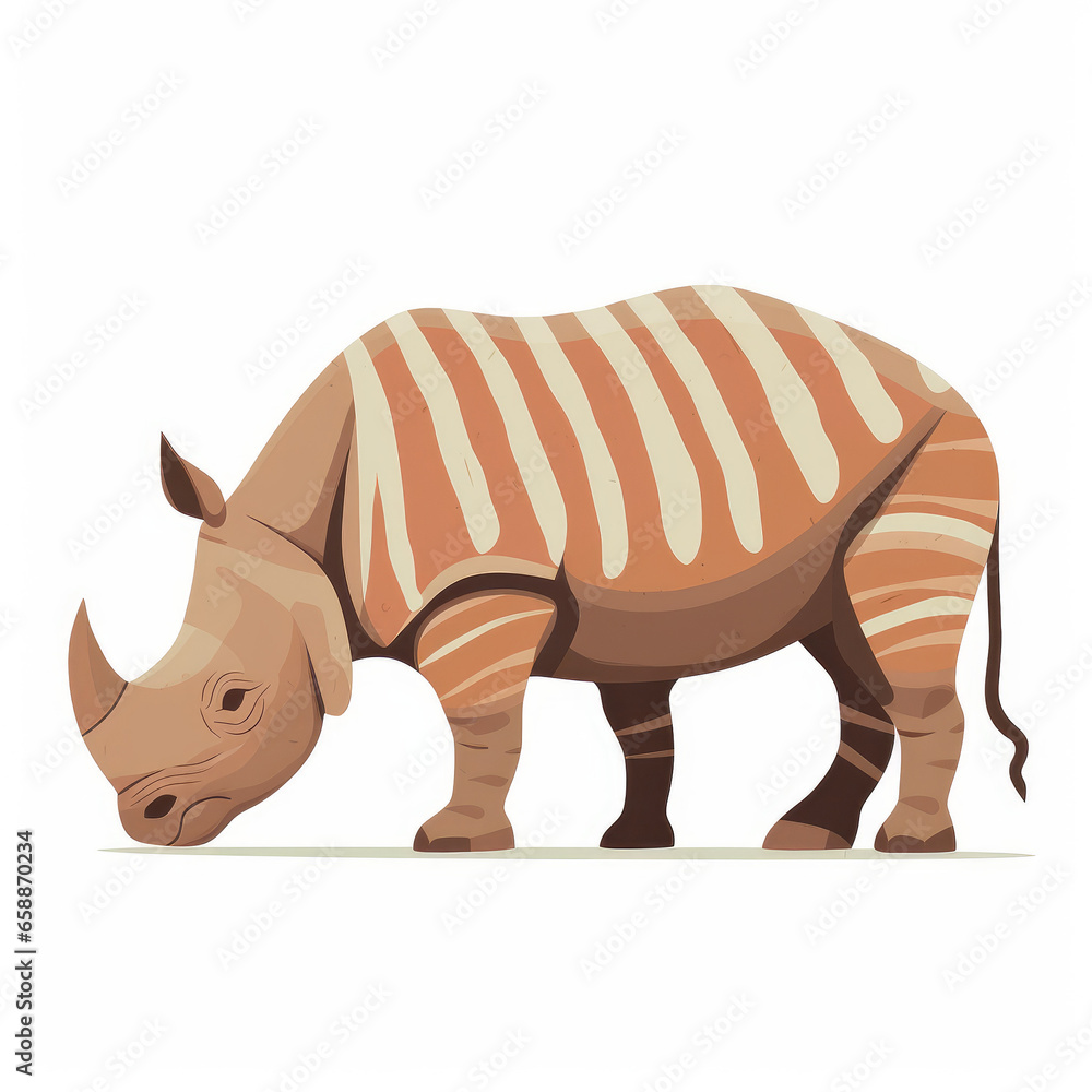 Obraz premium Rhinoceros Cartoon Illustration - Playful and Captivating Wildlife Artwork