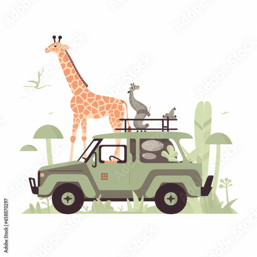 Safari Adventure Cartoon Illustration - Explore the Wild in Artistic Style