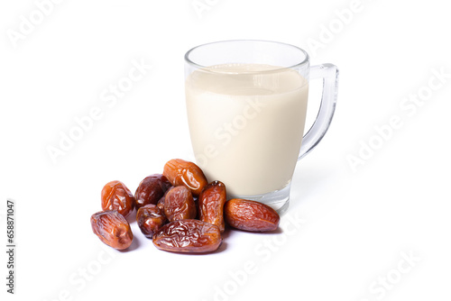 Canvas Print Date fruit with glass of milk