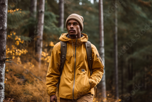 Wallpaper Mural Hiker in the middle of the forest Torontodigital.ca