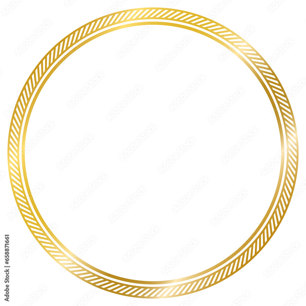 Naklejka premium decorative frame vintage circle golden frame isolated on white background windows transparent background png file ready to use