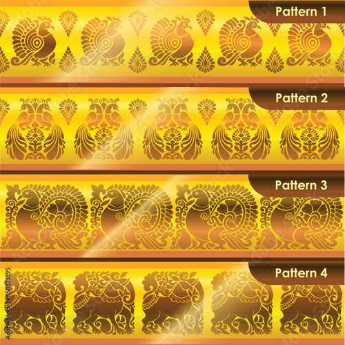 Traditional Ornamental Peacock Design Border Pattern